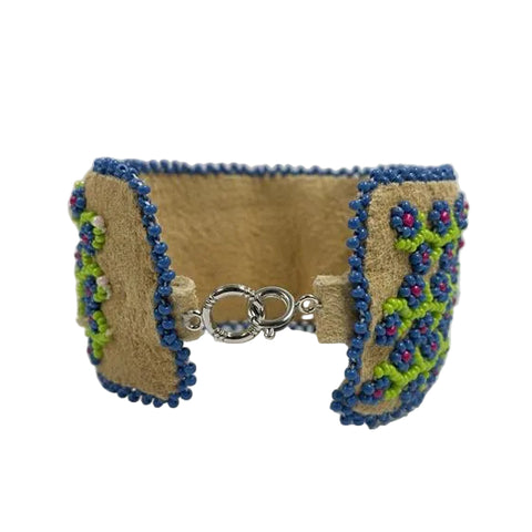 Flower and Vines Moosehide Bracelet