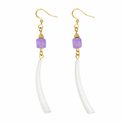 Dentalium Shell & Gemstone Earrings