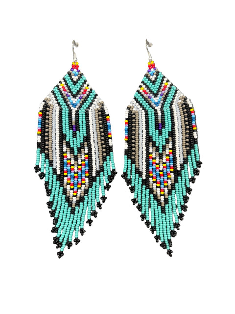 Turquoise Feather Fringe Earrings