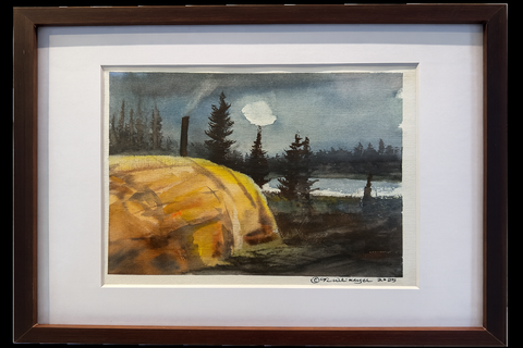 Moonlit Camp – Original Watercolour (12"x15") (2025)
