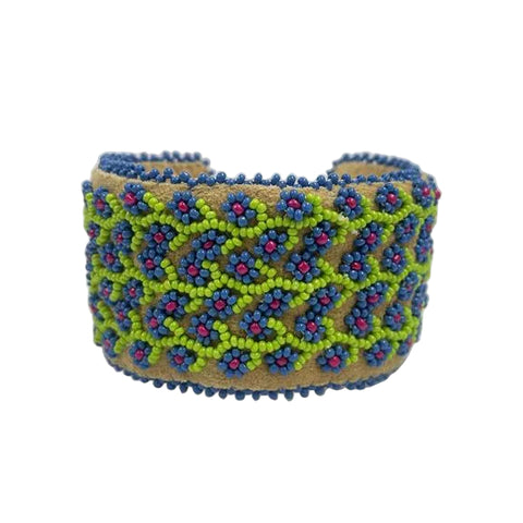 Flower and Vines Moosehide Bracelet