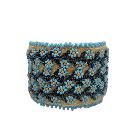 Flower and Vines Moosehide Bracelet