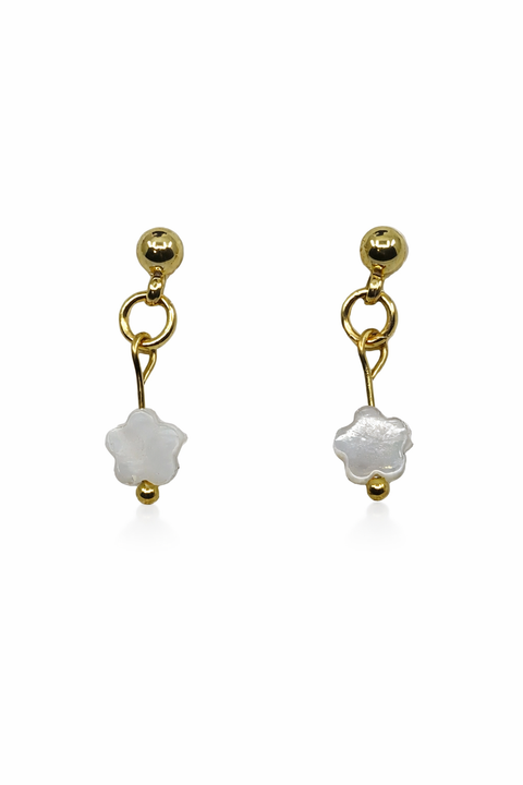 Mother-of-Pearl Flower Drop Earrings