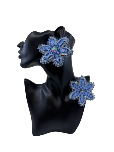 Periwinkle Starflower handcrafted beaded earrings by Ironstar Co.