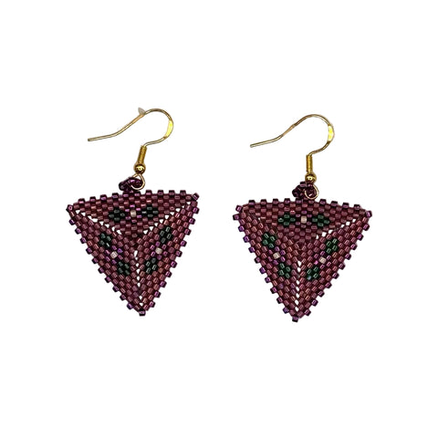 Beaded Triangle Flower Earrings