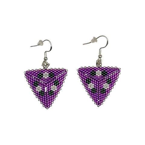 Beaded Triangle Flower Earrings