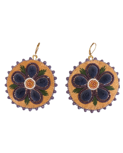 Tufted Moosehide Floral Earrings