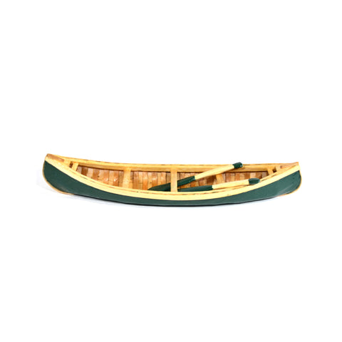 Hand-Carved Miniature Canoe with Paddles