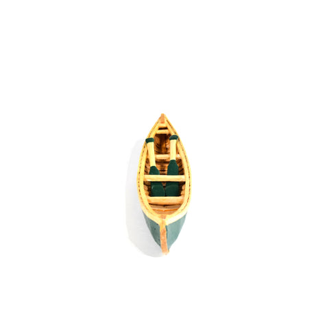 Hand-Carved Miniature Canoe with Paddles