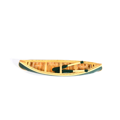Hand-Carved Miniature Canoe with Paddles