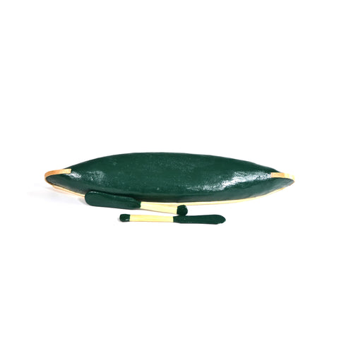 Hand-Carved Miniature Canoe with Paddles